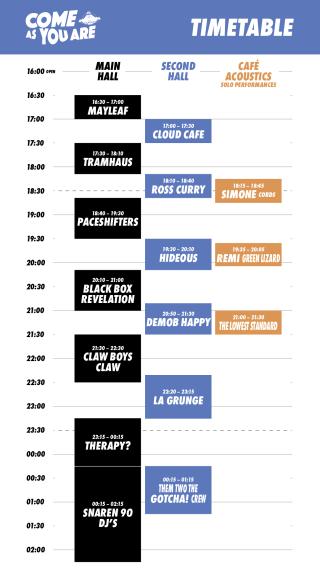 Come As You Are - Tijdschema